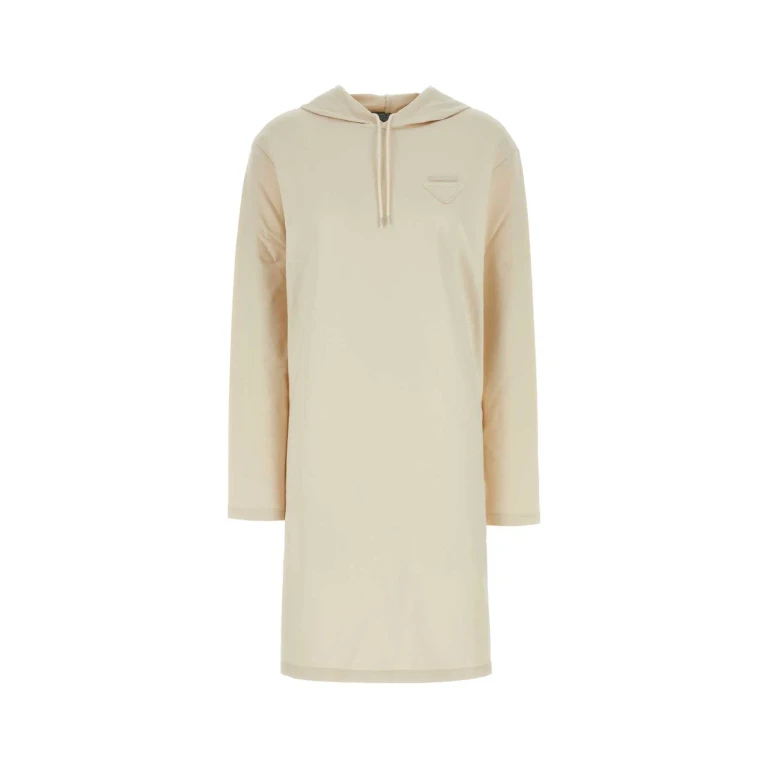 Prada Cream Stretch Cotton Sweatshirt Dress