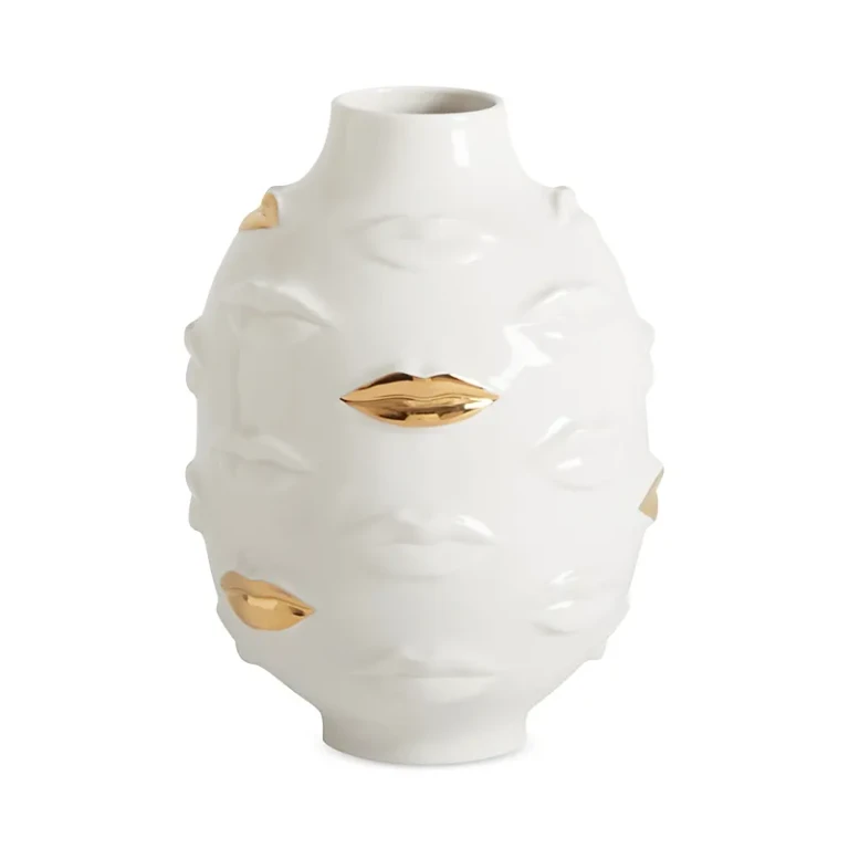 Jonathan Adler Gilded Gala Round Vase White/Gold One Size