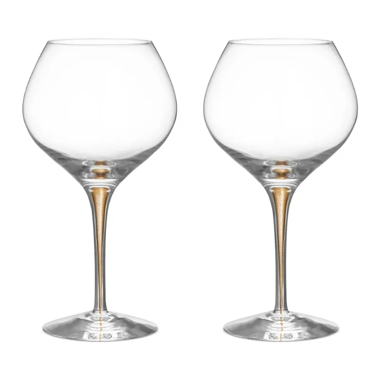 Orrefors Intermezzo Bouquet Gold Wine Glass, Set of 2 - Exclusive