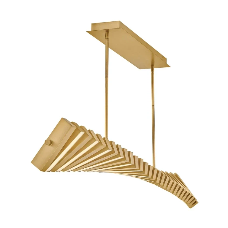 Lacquered Brass LED Linear Chandelier from the Stitch Collection