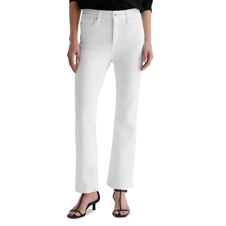 Ag Farrah Mid Rise Boot Crop Jeans in Gallery White