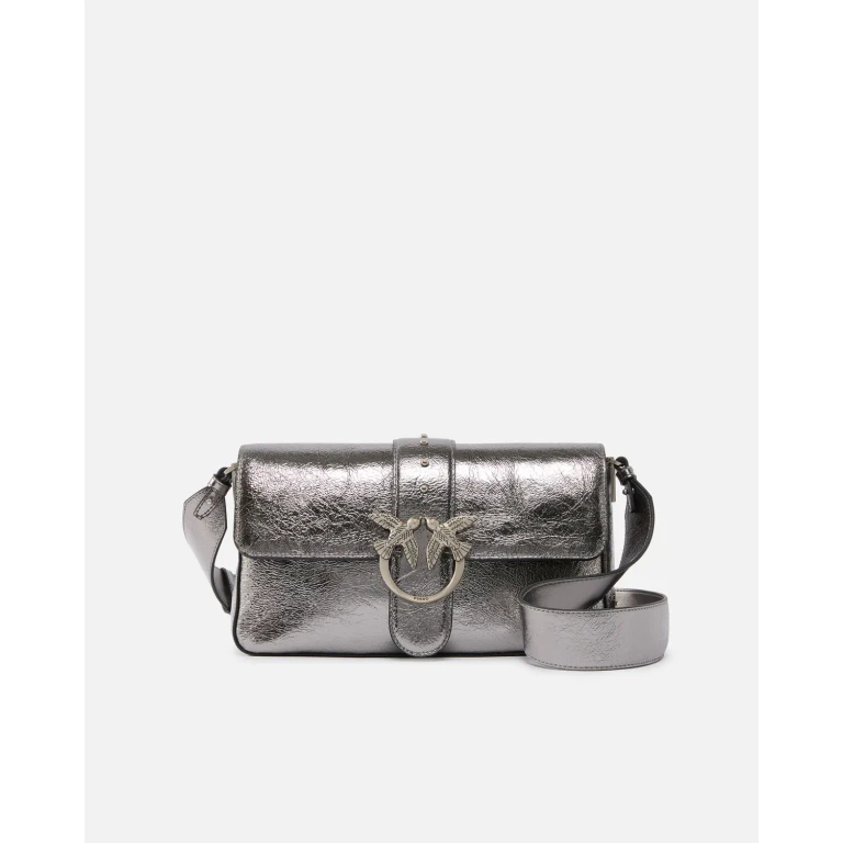 Pinko - Sac porté épaule moyen Love Bag One Slouchy en cuir lamé