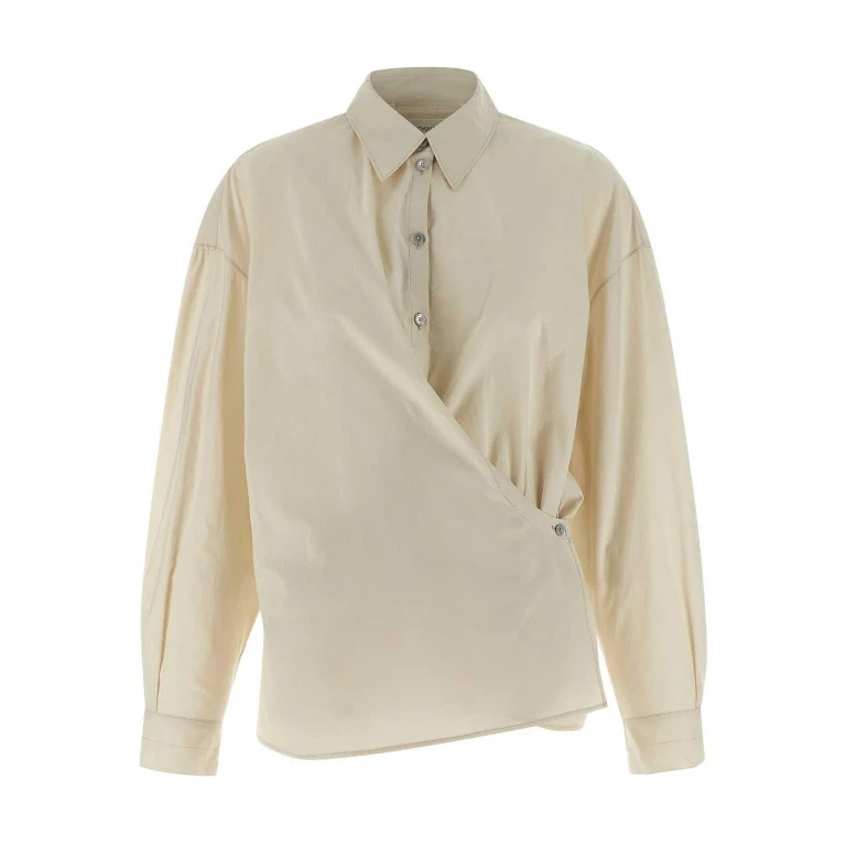 Camisa assimétrica Lemaire cor Oat Milk