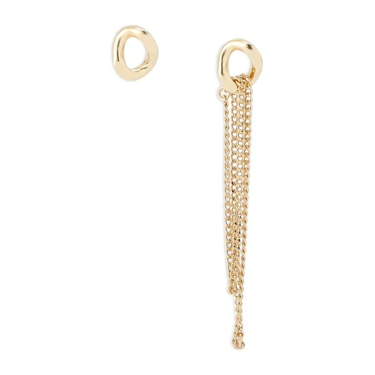 Allsaints Chain Fringe Asymmetrical Earrings