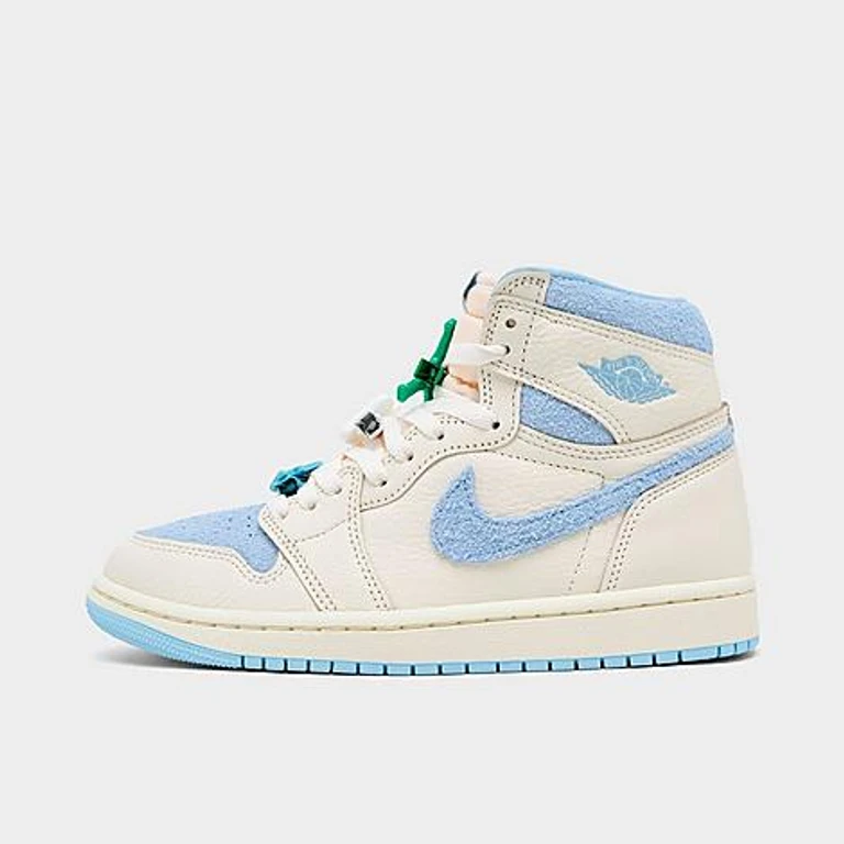 Jordan Women's Air Retro 1 High OG Casual Shoes in Pale Ivory/Psychic Blue/Coconut Milk Size: 5.0