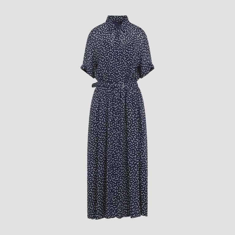 Ralph Lauren Collection Sura Short Sleeves Dress Blue Viscose Mulberry Silk - Women
