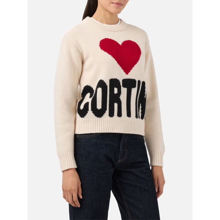 Mc2 Saint Barth Kyla Wool Sweater White With Cortina Jacquard - Women