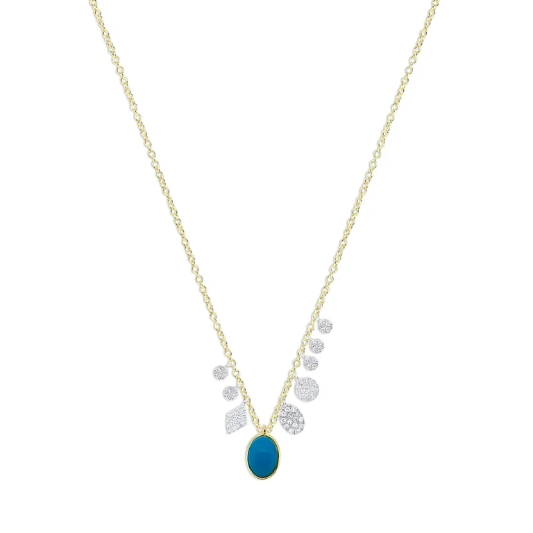 Meira T 14K White & Yellow Gold Turquoise & Diamond Dangle Pendant Necklace, 18-20