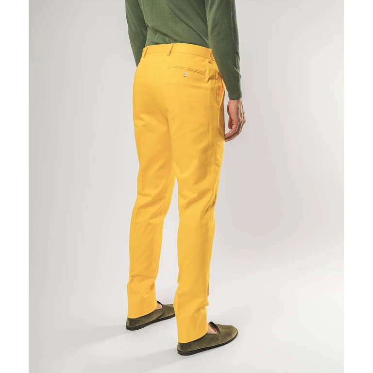Larusmiani Cotton Trousers Maiorca Yellow No Pinces - Men