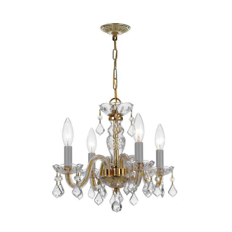 Polished Brass Four Light Mini Chandelier from the Traditional Crystal Collection