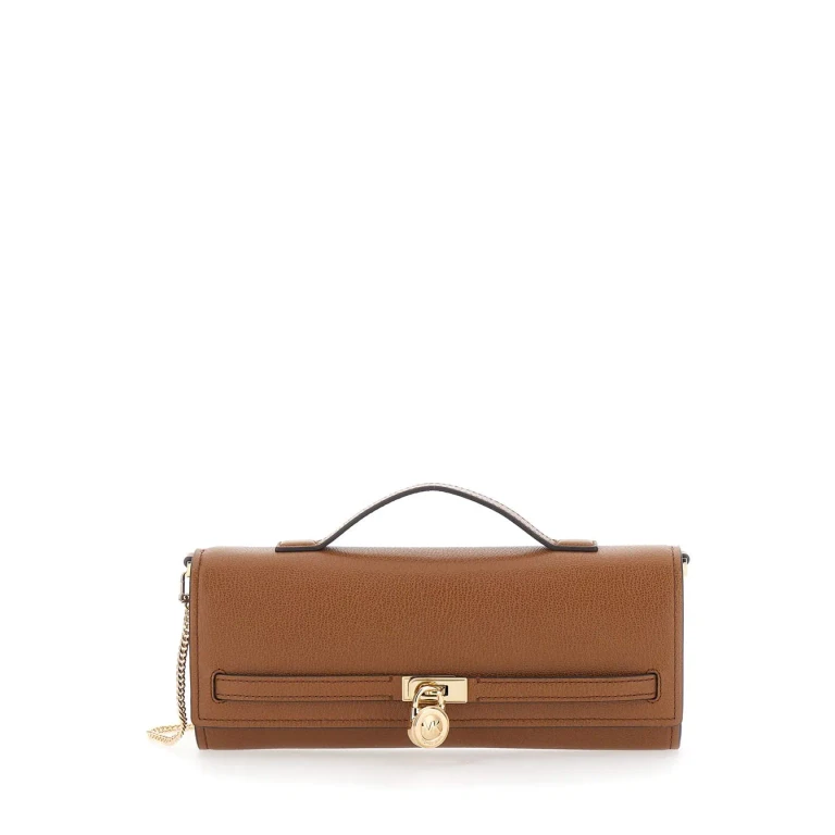 MICHAEL Michael Kors Clutch hamilton Moderne With Lock Detail On The Front In Brown Hammered Leather For Women