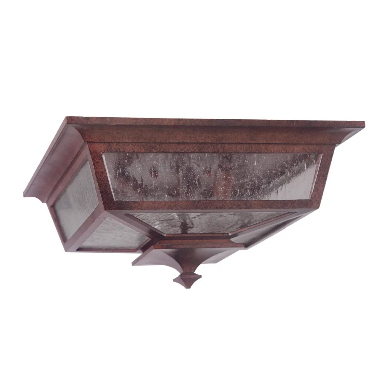 Aged Bronze Textured Three Light Outdoor Flushmount from the Argent Collection