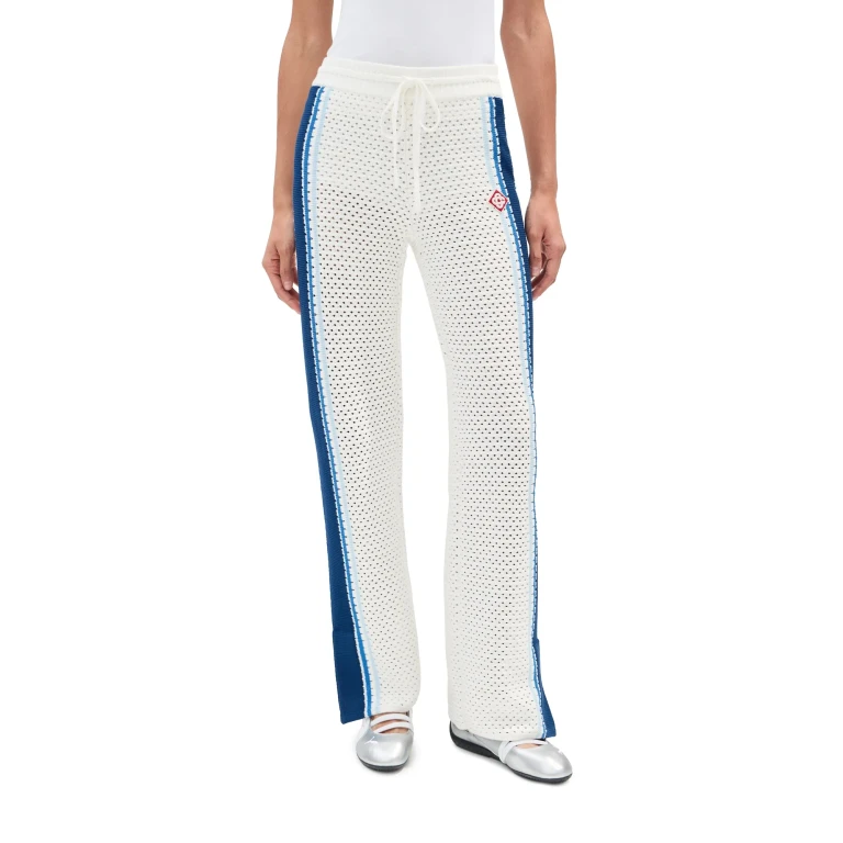 Casablanca Mesh Stripe Trousers White/ Blue L