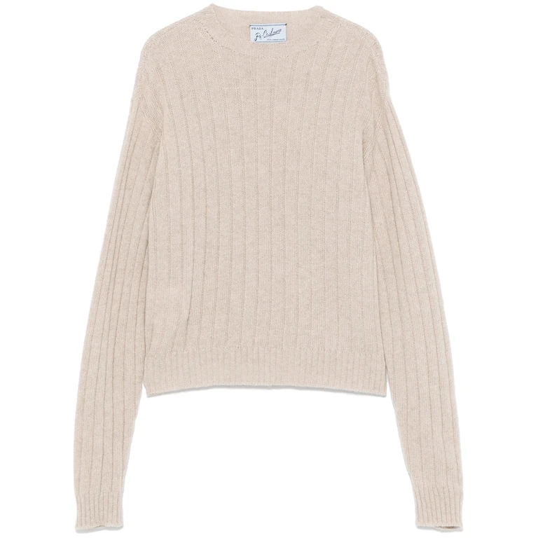 Prada Girocollo In Cashmere Nude & Neutrals Maglia - Women