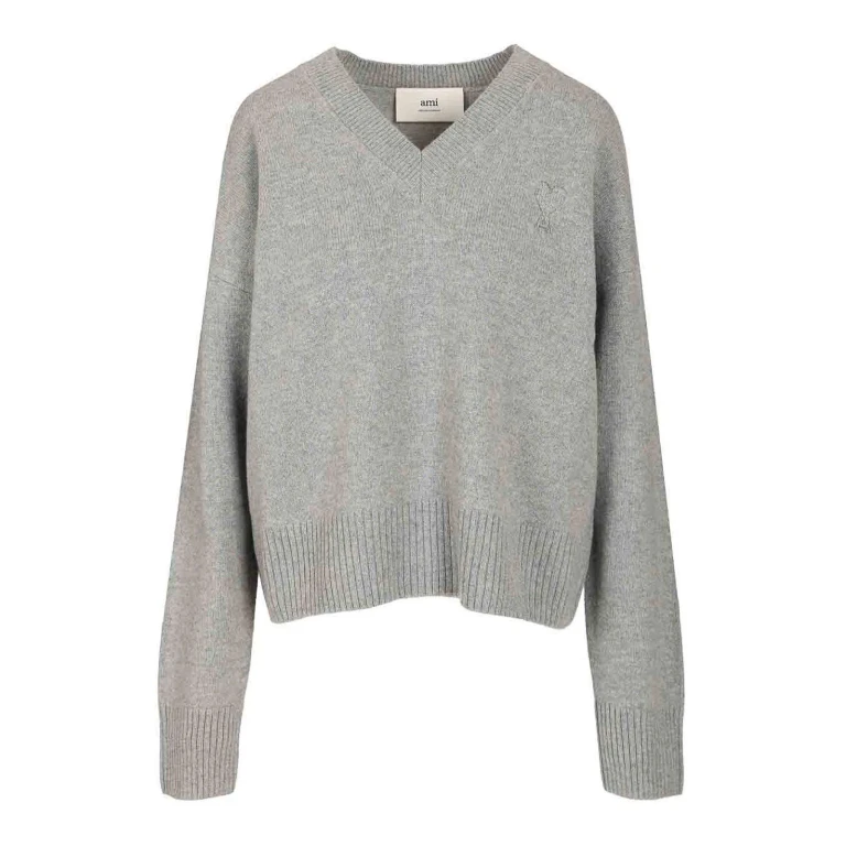 Ami Paris Pull Col Rond - Gris