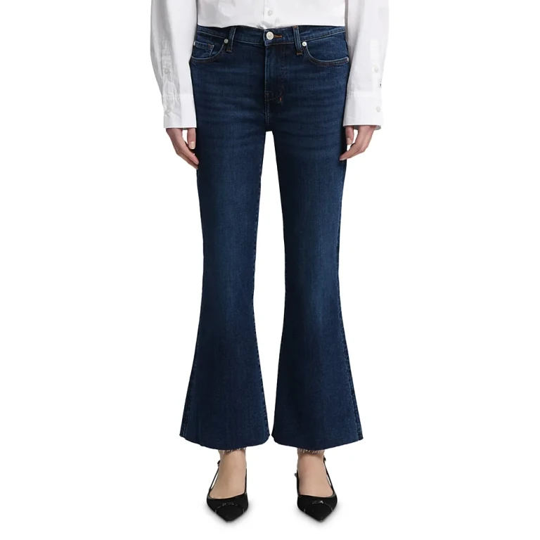 7 For All Mankind Dojo Mid Rise Cropped Flare Jeans in Yuma