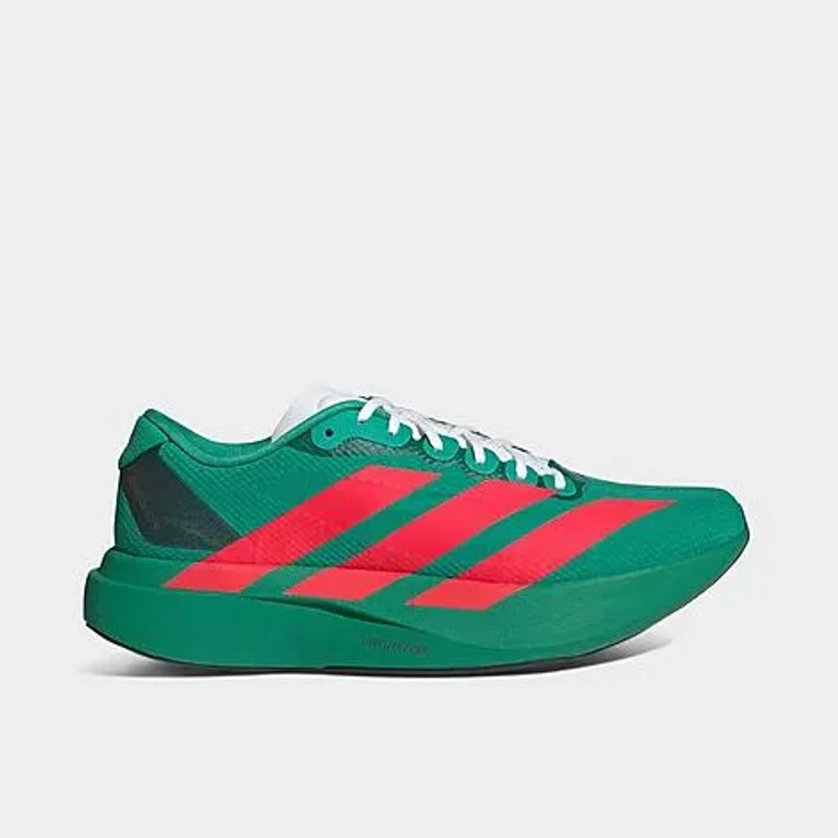 adidas Men's Adizero EVO SL Woven Running Shoes in Court Green/Lucid Red/Cloud White Size: 7.5