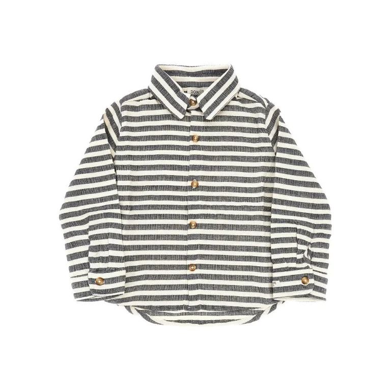 DONSJE Striped cotton-blend 'Leom' shirt Kids 2/3