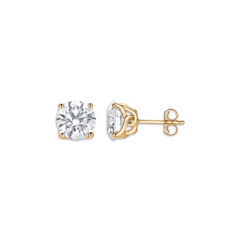 Certified Lab Grown Diamond Tulip Setting Stud Earrings in 18K Yellow Gold, 5.0 tcw