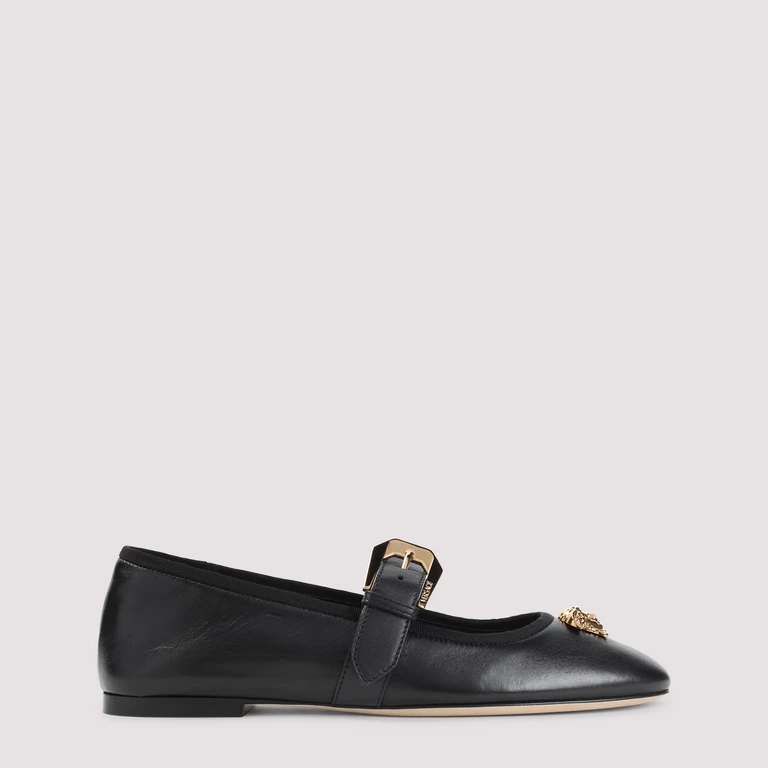 Versace Ballerinas Black Lamb Leather Shoe - Women