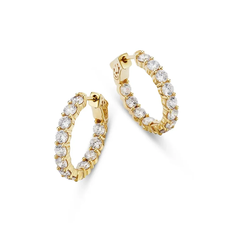 Diamond Inside Out Hoop Earrings in 14K Yellow Gold, 3.60 tcw