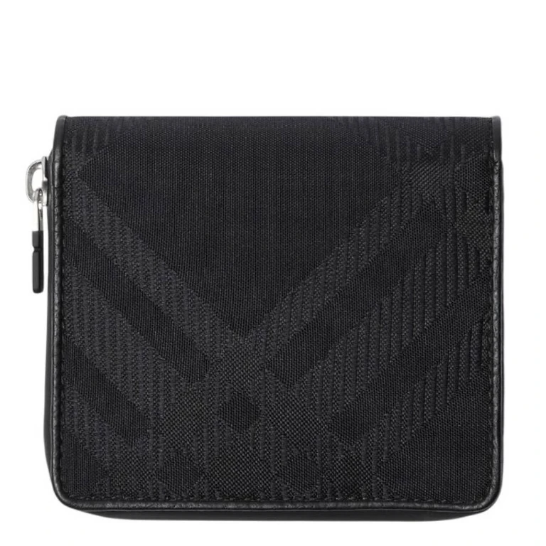 Burberry Check Pattern Jacquard Medium Zip Wallet