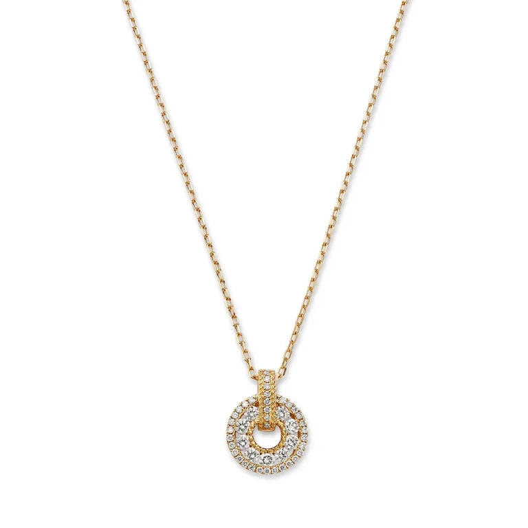 Diamond Circle Pendant Necklace in 14K Yellow Gold, 0.44 tcw