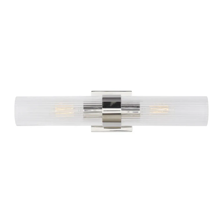 Visual Comfort Studio Geneva 2-Light Bathroom Vanity Light in Polished Nickel by Chapman & Myers