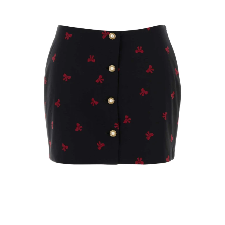 Alessandra Rich Printed Silk Mini Skirt