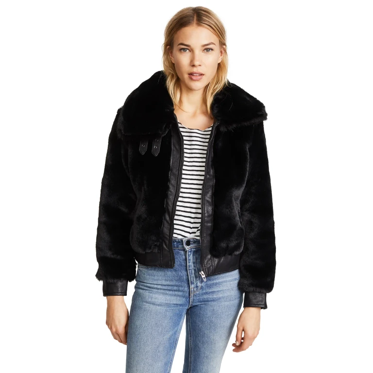 BLANKNYC Black Noise Faux Fur Coat Black L
