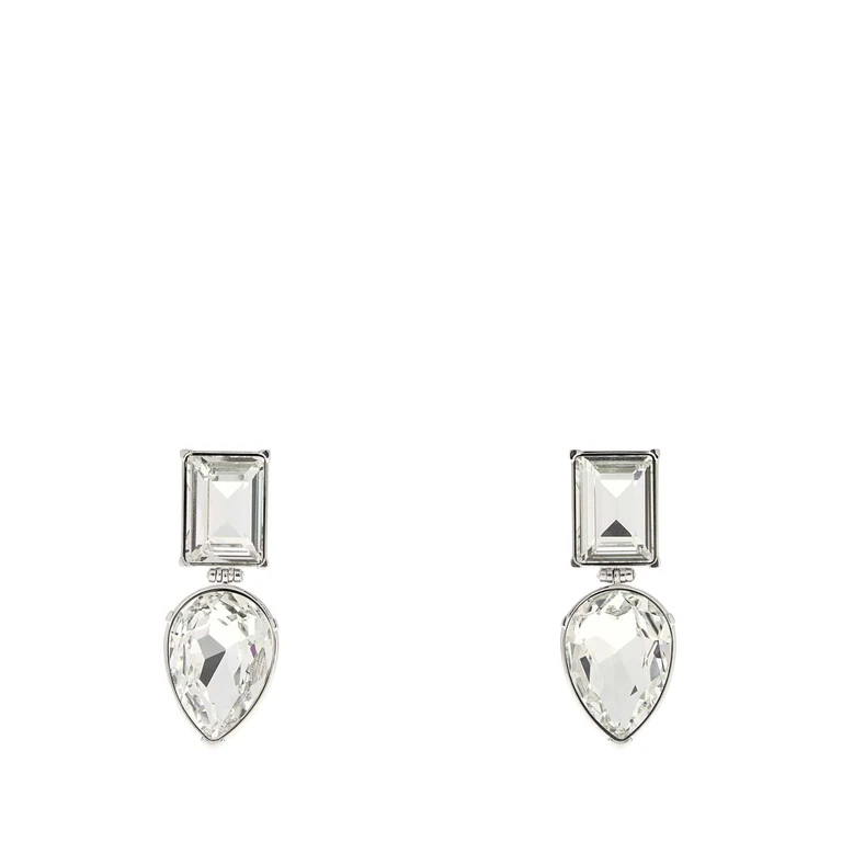 Alexander McQueen Silver Metal Cocktail Earrings 0926+crystalstrass Lb Brassglass Orecchini - Women