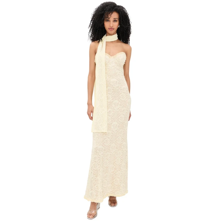 Runaway the Label Amana Strapless Maxi Dress Lemon XL