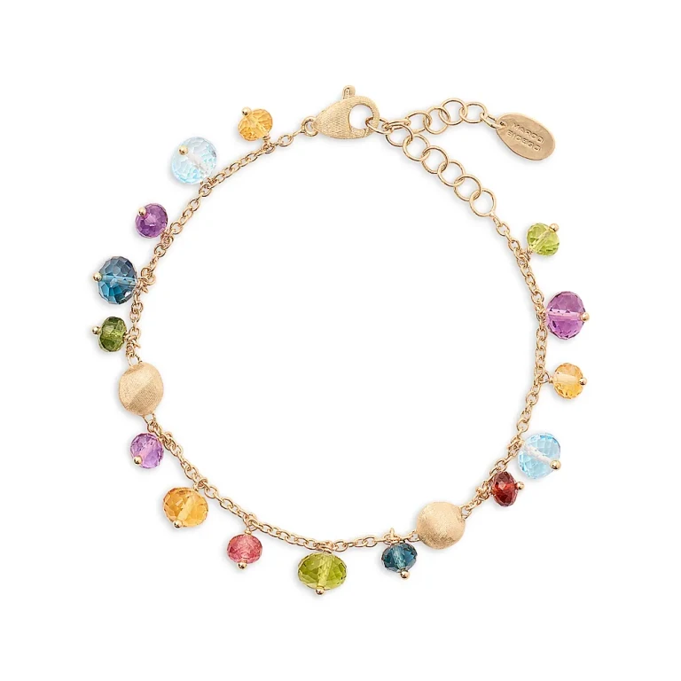 Marco Bicego 18K Yellow Gold Africa Multi Gemstone Dangle Link Bracelet