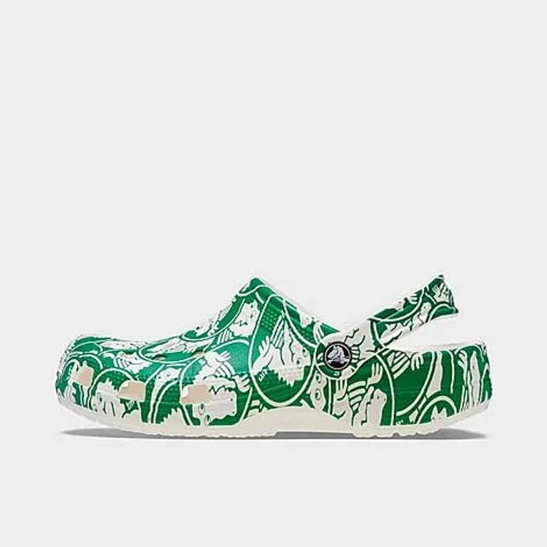 Crocs Classic Duke Print Clog Shoes in Green Ivy Size: 2.0