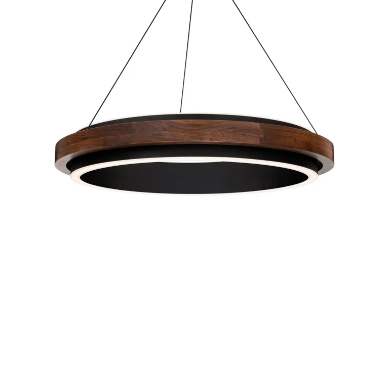 Black Dark Walnut LED Pendant from the Delaney Collection
