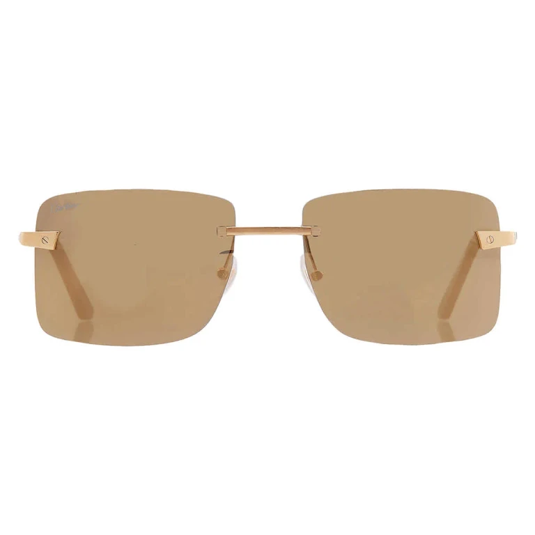 Cartier Santos de Cartier Brown Grey Rectangular Mens Sunglasses CT0033RS 001 57