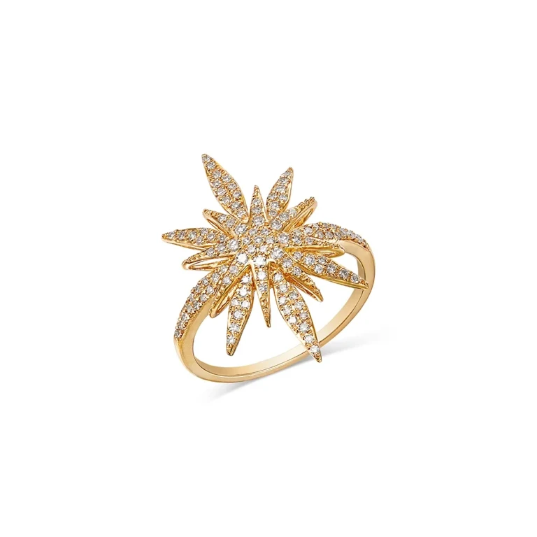Diamond Starburst Ring in 14K Yellow Gold, 0.38 tcw
