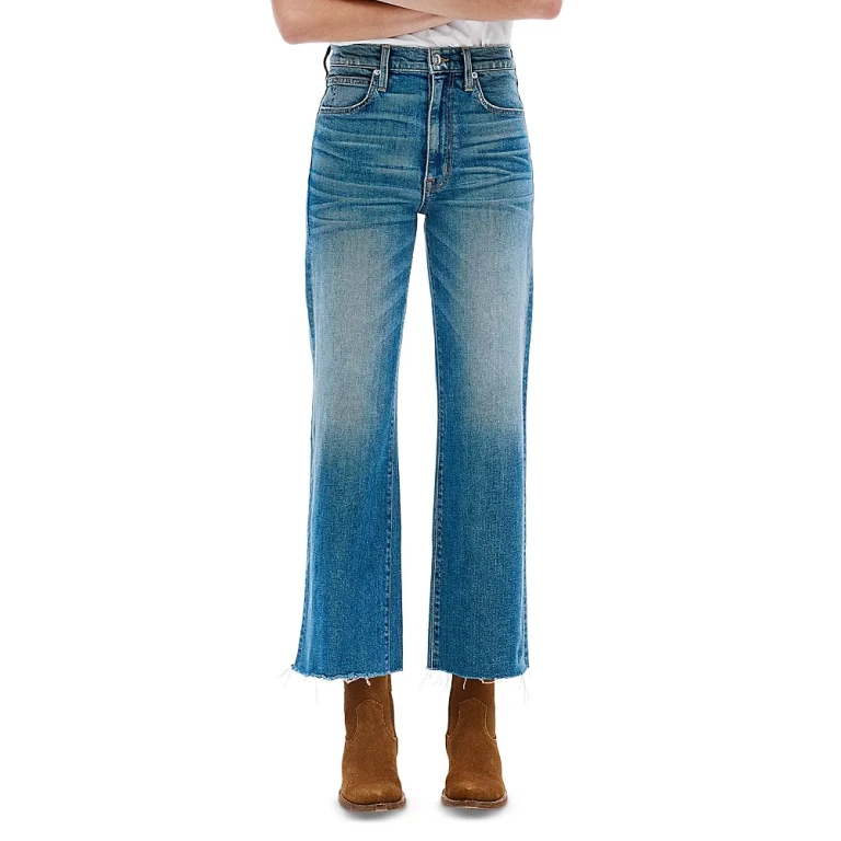 Slvrlake Grace High Rise Cropped Wide Jeans in Bluebird