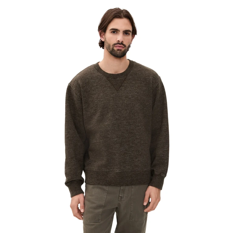 Alex Mill Marlon Sweatshirt In Heather Fleece Heather Chocolate XS