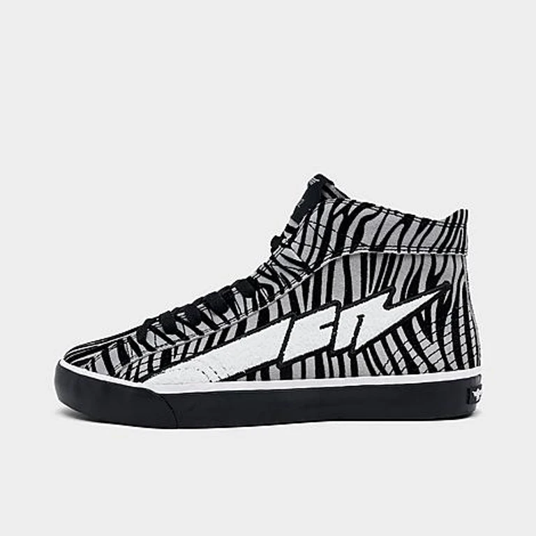 Women's Creative Recreation Zeus Hi Casual Shoes in Zebra Print/Grey/Black Size: 6.0