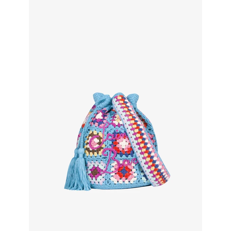 Mc2 Saint Barth Handmade Crochet Bucket Bag Blue - Unisex