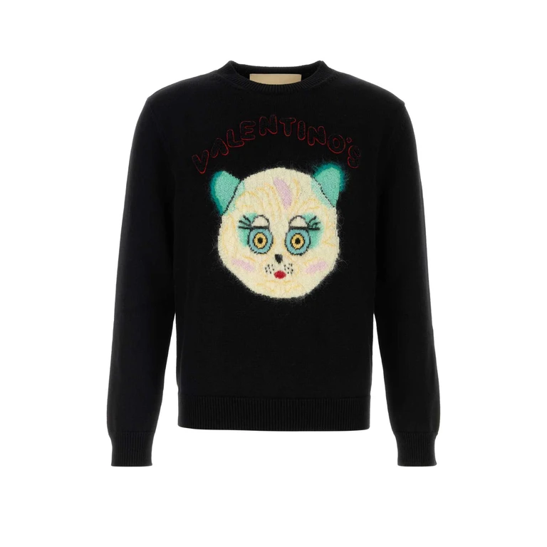 Valentino Garavani Black Cotton Bled Sweater Nero Exterior: Wool Maglieria - Men