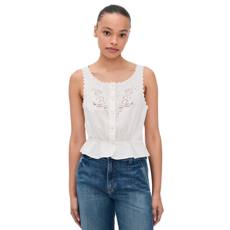 RE/DONE Jerry Tank Blouse Vintage White M