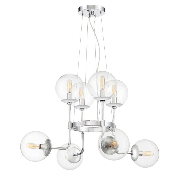 Chrome Eight Light Chandelier from the Welton Collection