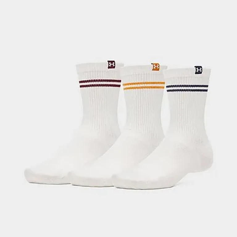 Under Armour Sportstyle Crew Socks (3-Pack) in Summit White/Summit White/Summit White Size: Medium
