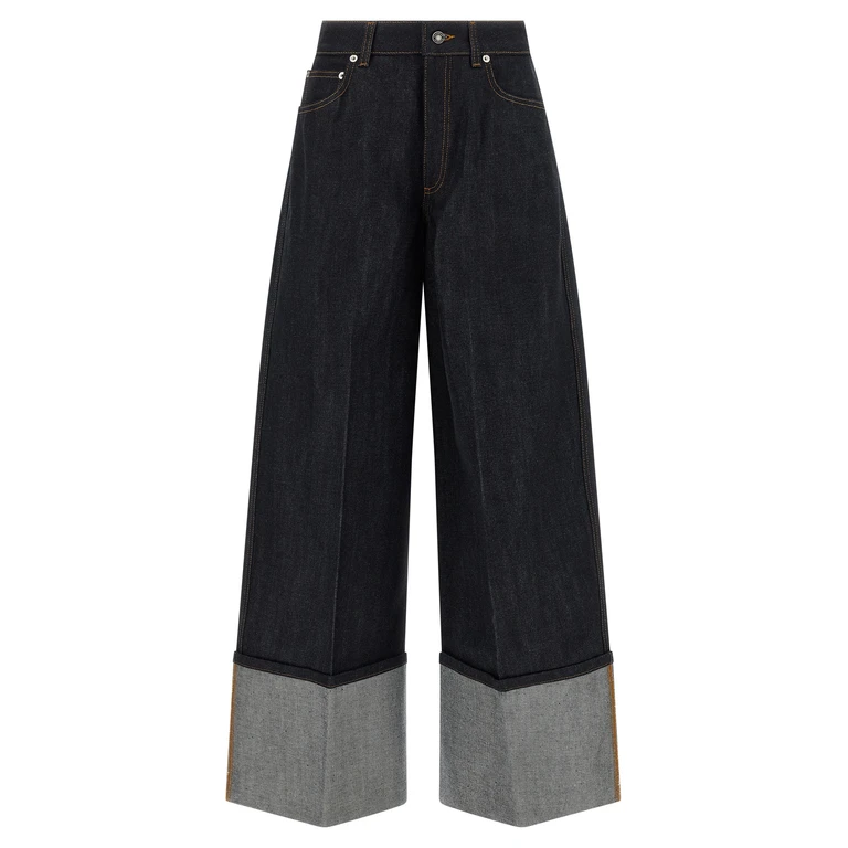 Blue Cotton Flared Jeans Clothing - Women