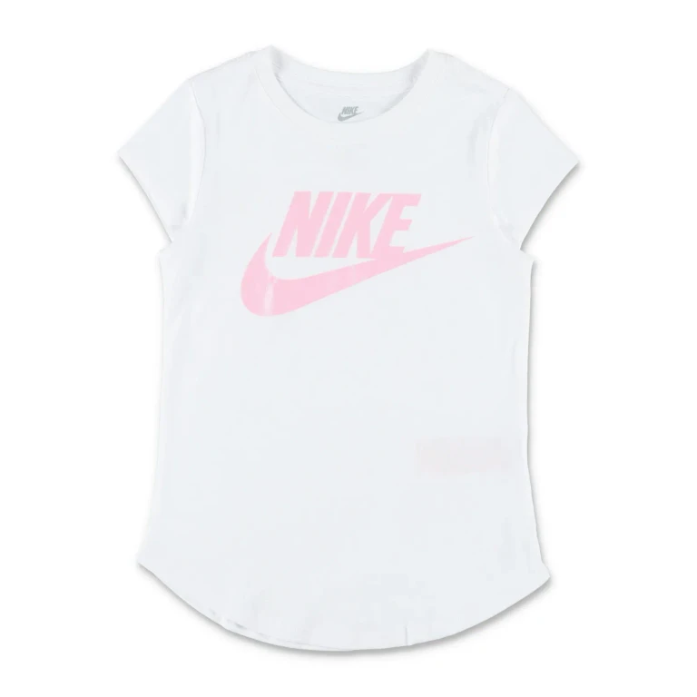 Boy's 100% Cotton T-Shirt with Swoosh Logo and Curved Hem (36F269001)