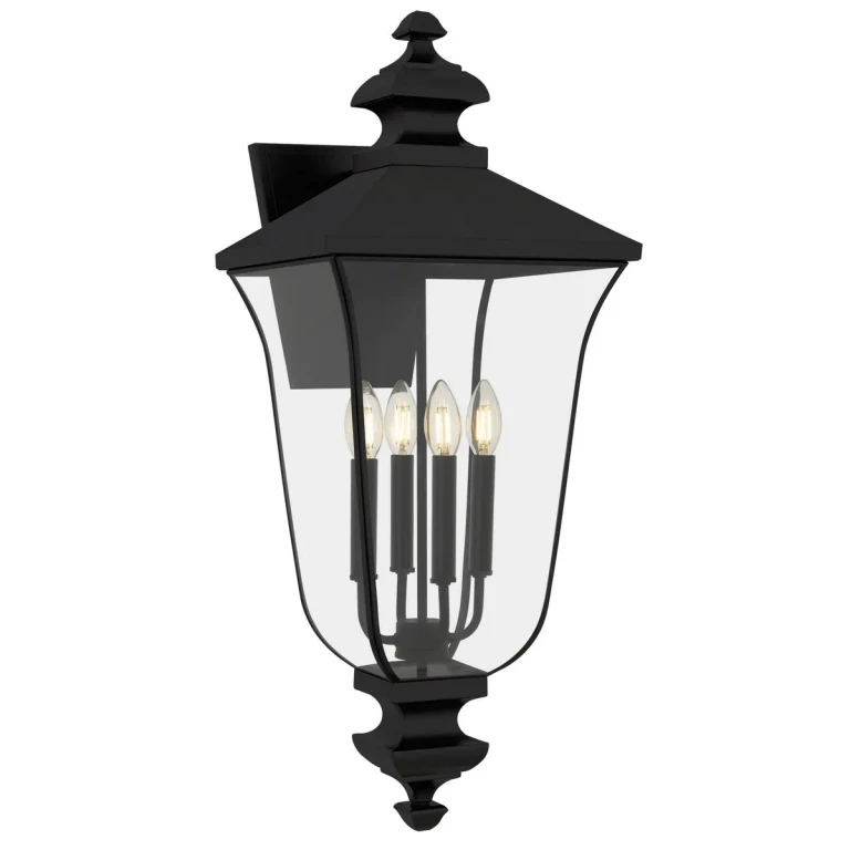 Matte Black Outdoor Wall Lantern from the Farley Collection
