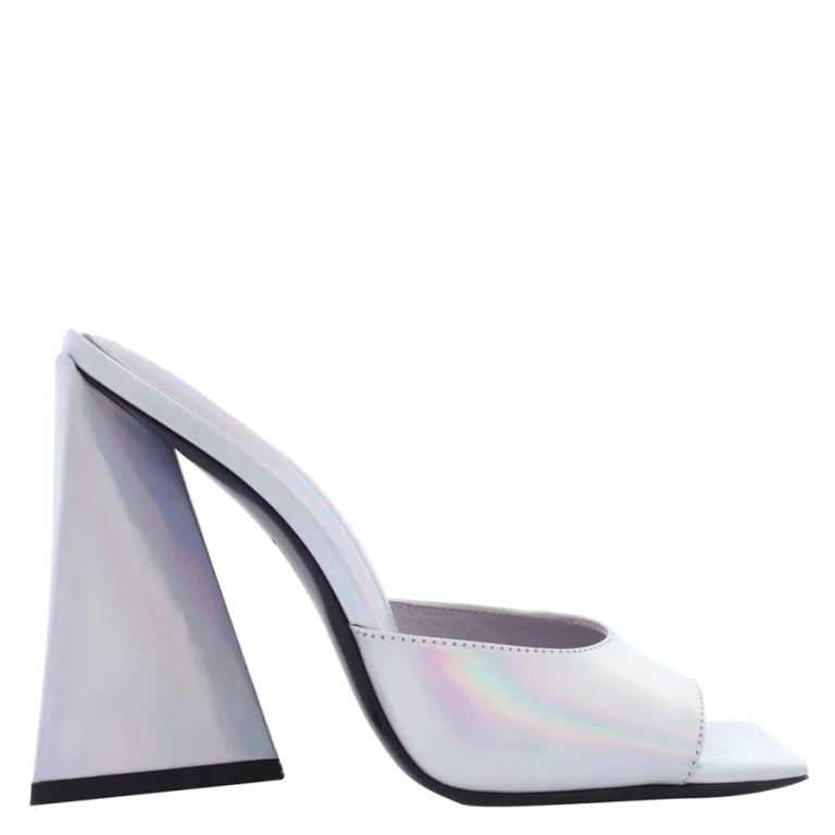 The Attico Ladies Holographic Silver Devon Mules