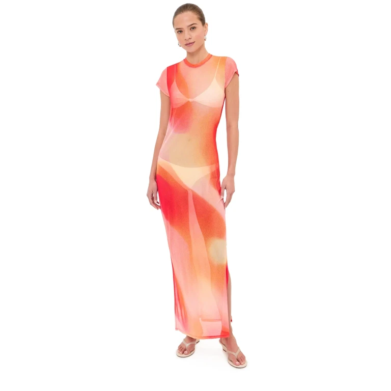 SIMKHAI Fia Maxi Dress Golden Hour Sunset S